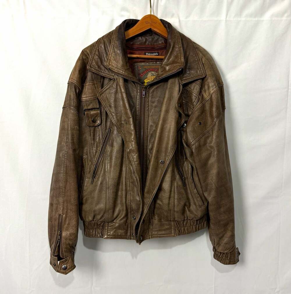 Vtg Wilsons Adventure Bound Leather Bomber Jacket Mens Large Thinsulate